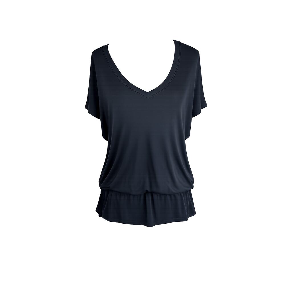 Cabi Womans Small V-Neck Tee Drawstring Waist Black